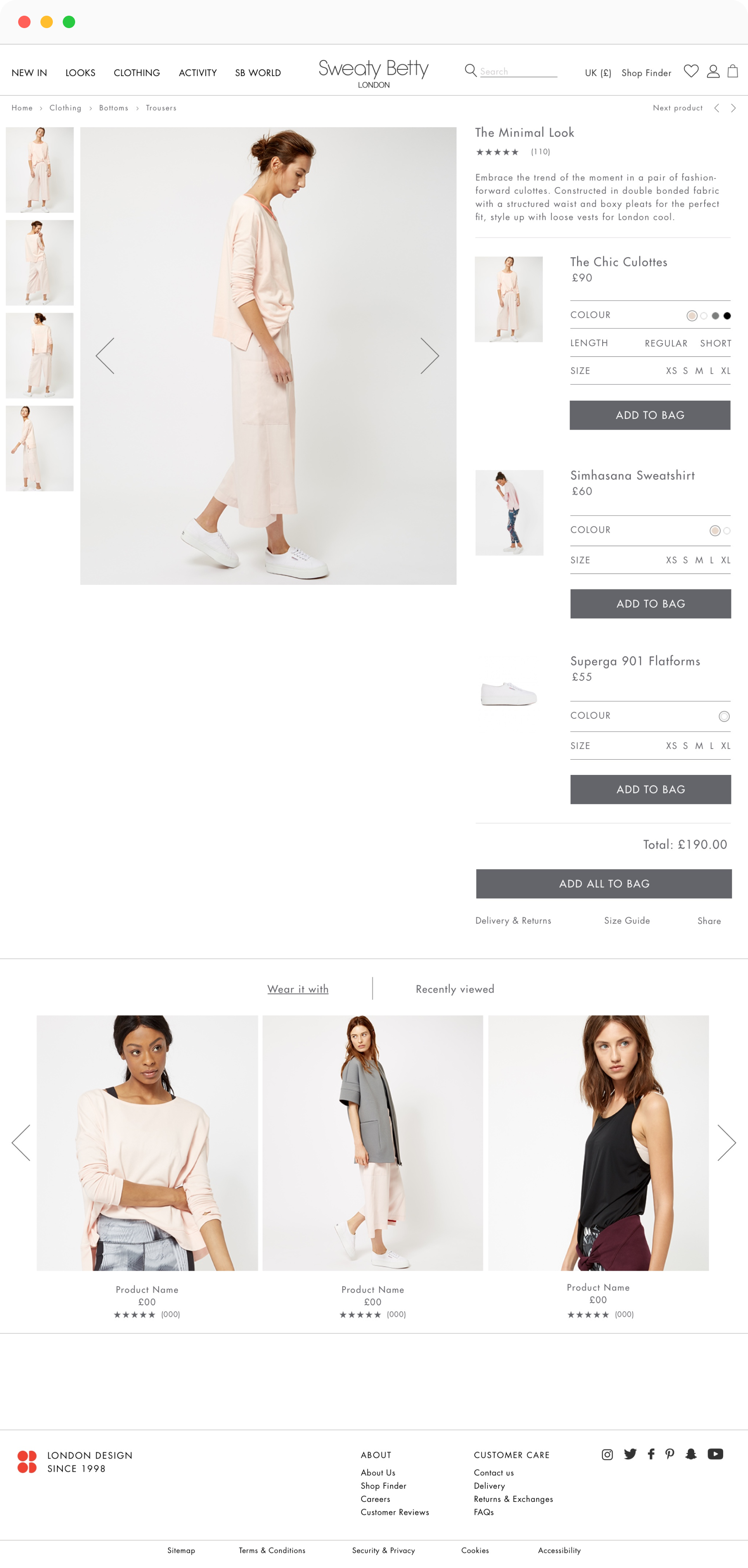 Sweaty Betty product detail page design